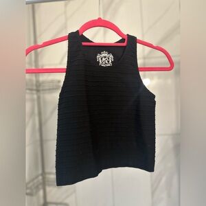 Black Ribbed Crop Top - Size S
